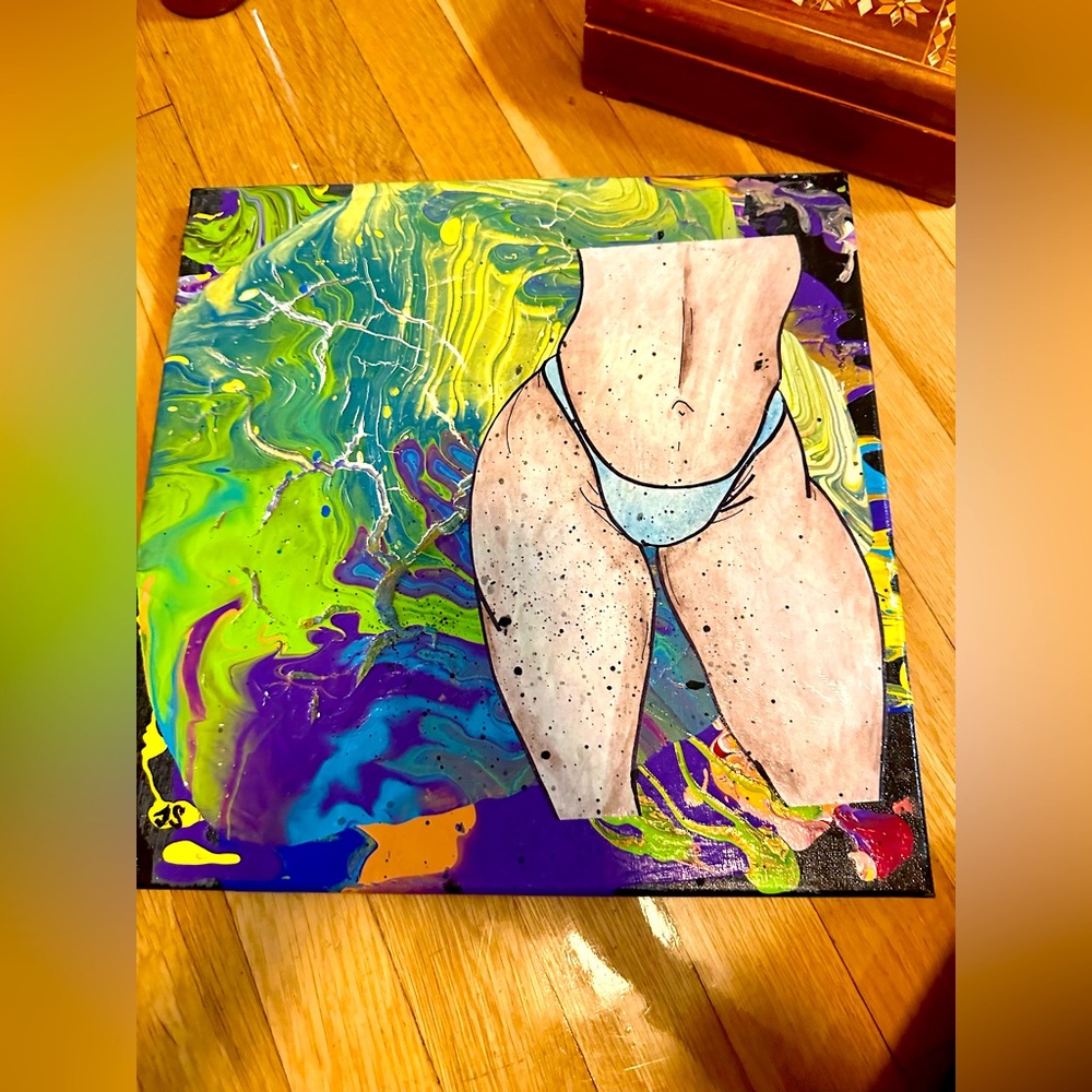 14"x14" Original Painting On Stretched Canvas